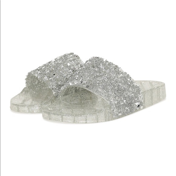 Women's Clear Jelly Shoes - Glitter Slip-On Sandals For Summer Beach & Casual Wear